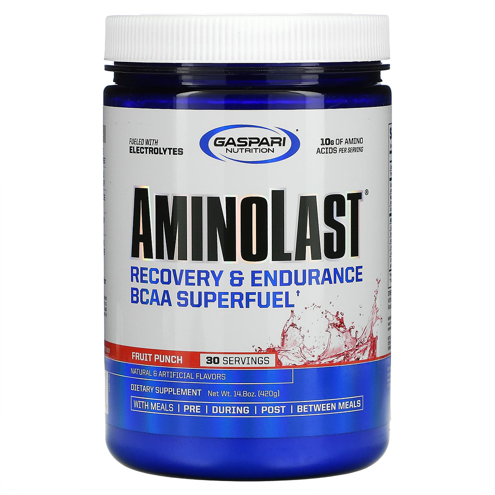 <b>가스</b>퍼리<b>뉴트리션</b> Aminolast 리커버리 엔듀어런스 BCAA 과일 펀치 14.8 oz 420g