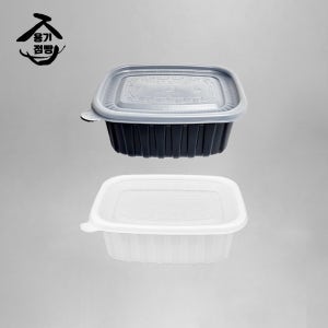 실속튼튼 죽용기 대(뚜껑포함) 500개입 반투명,검정 950ml 일회용용기 배달포장용기 파스타 비빔밥 덮밥 우동 사각미니탕 고기 볶음밥 필라프 반찬포장 실속 해장국 THE U D