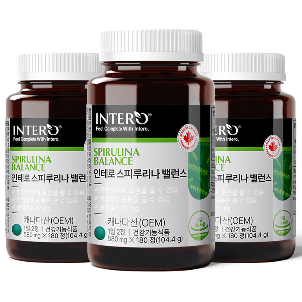 인테로 스피룰리나 3개 스피루리나 스피루니아 항산화 피부건강에 도움을줄 수 있음 스피룰라