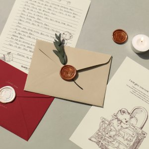 테디베어 실링왁스 편지지 세트 (생일 축하 감성 예쁜 기념일 스티커 편지 봉투)