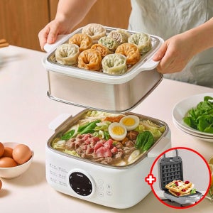 스텐 전기 찜기 이유식 야채 고구마 만두 삶는기계 3단 대용량 스팀 찜솥