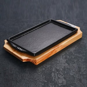 무쇠 주물 옥수수 콘치즈 팬 판 스테이크 철판 목판 세트 사각 38cm, 7호