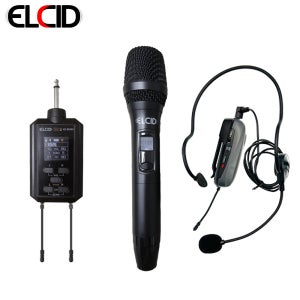 ELCID HS-EM66 HB 무선마이크 2채널 핸드 헤드셋 자체 에코 이팩터 볼륨 조절기능