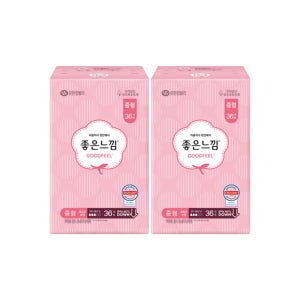 좋은느낌 생리대 오리지널 울날중 중형 36매입, 2팩