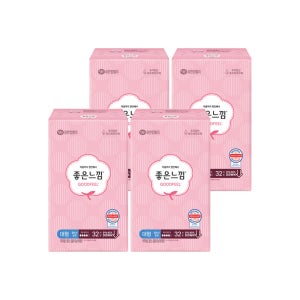 좋은느낌 생리대 오리지널 울날대 대형 32매입, 4팩