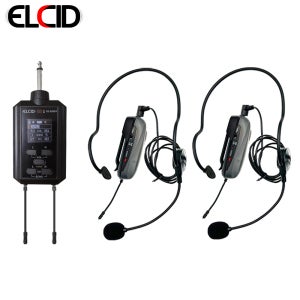 ELCID HS-EM66 BB 무선마이크 2채널 헤드셋+헤드셋 자체 에코 이팩터 볼륨 조절기능