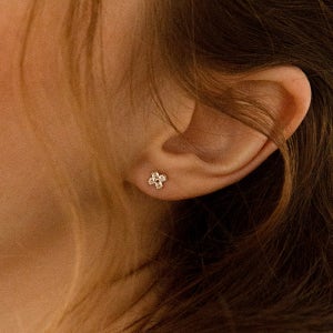 14k 제인 플라워 큐빅 귀걸이