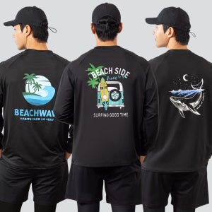 남자 래쉬가드 세트 루즈핏 빅사이즈 수영복 긴팔 상의 반바지 레깅스 팬츠 비치웨어