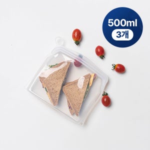 생활백서 실리콘 지퍼백 지퍼팩 500ml 3개