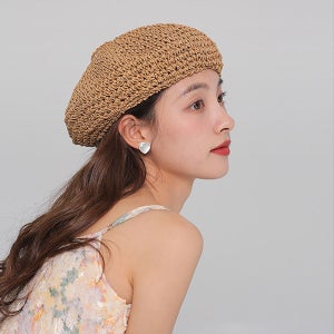 여성 여름 밀짚 모자 베레모 라탄 빵모자 헌팅캡