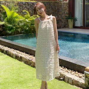 [당일출고] 메이리 레이스 리본 롱 원피스