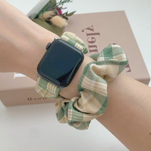 애플워치 밴드 스트랩 체크 곱창 워치 무늬 예쁜 귀여운 호환 시계줄 스크런치 선물 세트