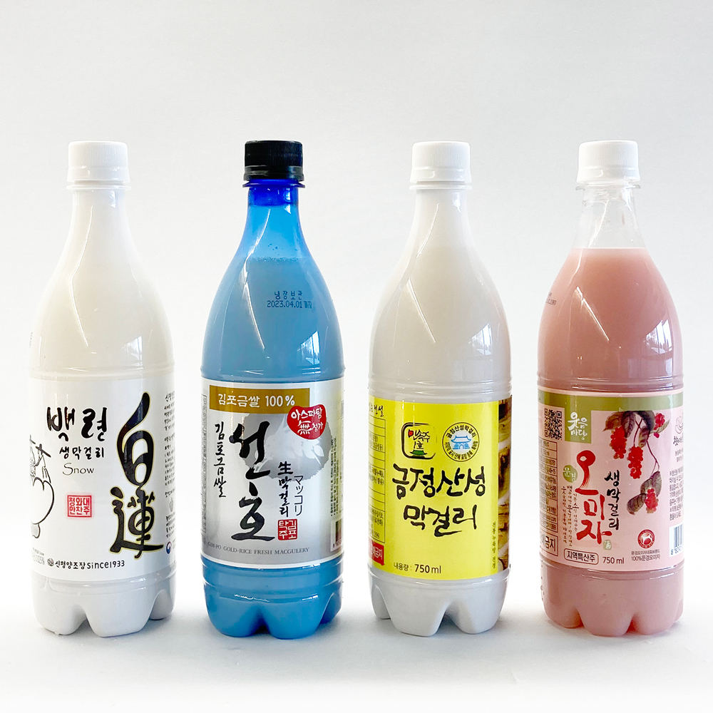 역사와 전통이 살아있는 생막걸리 4종 - 금정산성 김포선호 백련스노우 오미자생