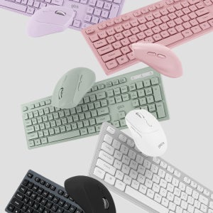 지클릭커 오피스프로 WMK10 인체공학 슬림 무소음 무선 키보드 마우스 세트 화이트