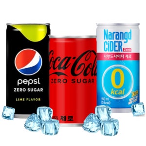 코카콜라 제로 펩시제로슈거 라임향 나랑드사이다 제로 180ml 190ml 각10캔총30캔
