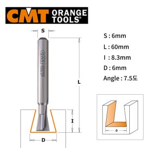 CMT 씨엠티 6mm 도브테일 주먹장 트리머 비트 Dovetail 718.060.11