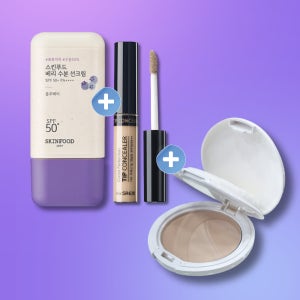 스킨푸드베리 수분선크림+팁컨실러+하나모리 UV쉬어프레스드파우더20호 투명메이크업