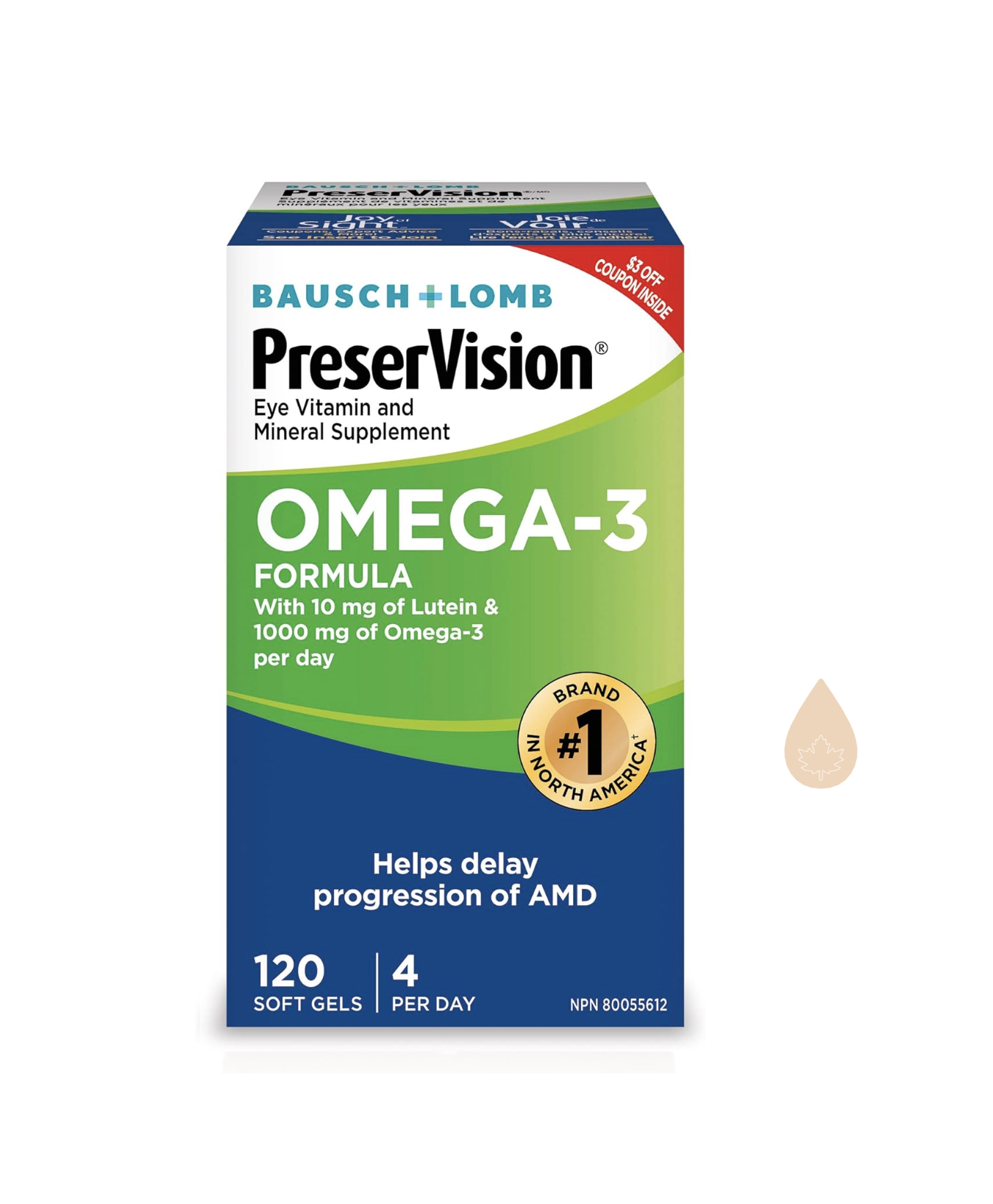 PreserVision <b>Omega</b>-3 눈건강을 위한 루테인 포함 <b>오메가</b>3 120정