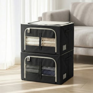 더조은홈 패브릭 리빙박스 옷 이불 정리함 수납함 66L 2P