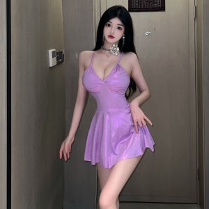 보라 나시 미니 A라인 스커트 홀복 섹시 원피스