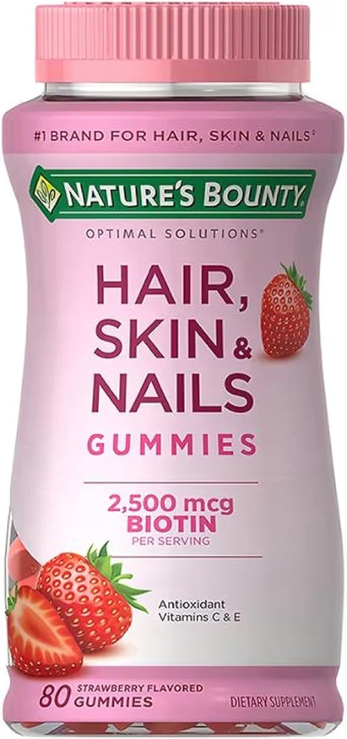 <b>비오틴</b>Nature’s Bounty Vitamin 2500mcgBiotin Optimal Solutions Hair, Skin and Nails 80구미