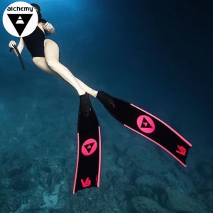 알케미 V3-30 프리다이빙 핀 카본 롱핀 오리발 + 마레스 엑스윙 풋포켓