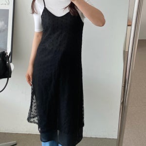 시스루레이어드원피스 뷔스티에 레이스 레이어드나시원피스