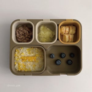 브릭오 뚜껑있는 아기 실리콘 흡착식판 유아 토핑이유식 식기 소분용기 세트