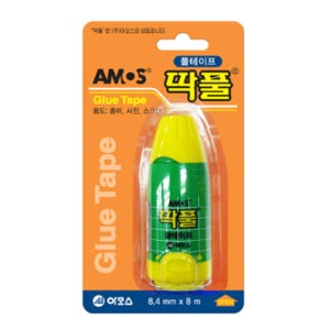 아모스 딱풀 풀테이프 롤러 양면 접착 글루 투명 8.4mmx8M 종이 스크랩 수정테이프