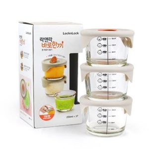 락앤락 바로한끼 이유식 원형용기 230mlX3조세트 냉동실/전자렌지/오븐 밀폐