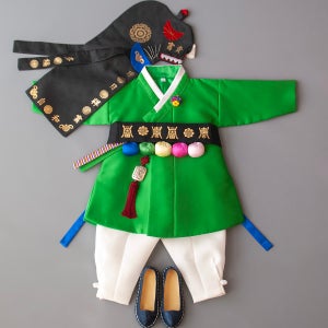 해인 생초 동달이 남아 한복 초록(백일,1호) 아기 유아 돌 백일 사진 두루마기 명절