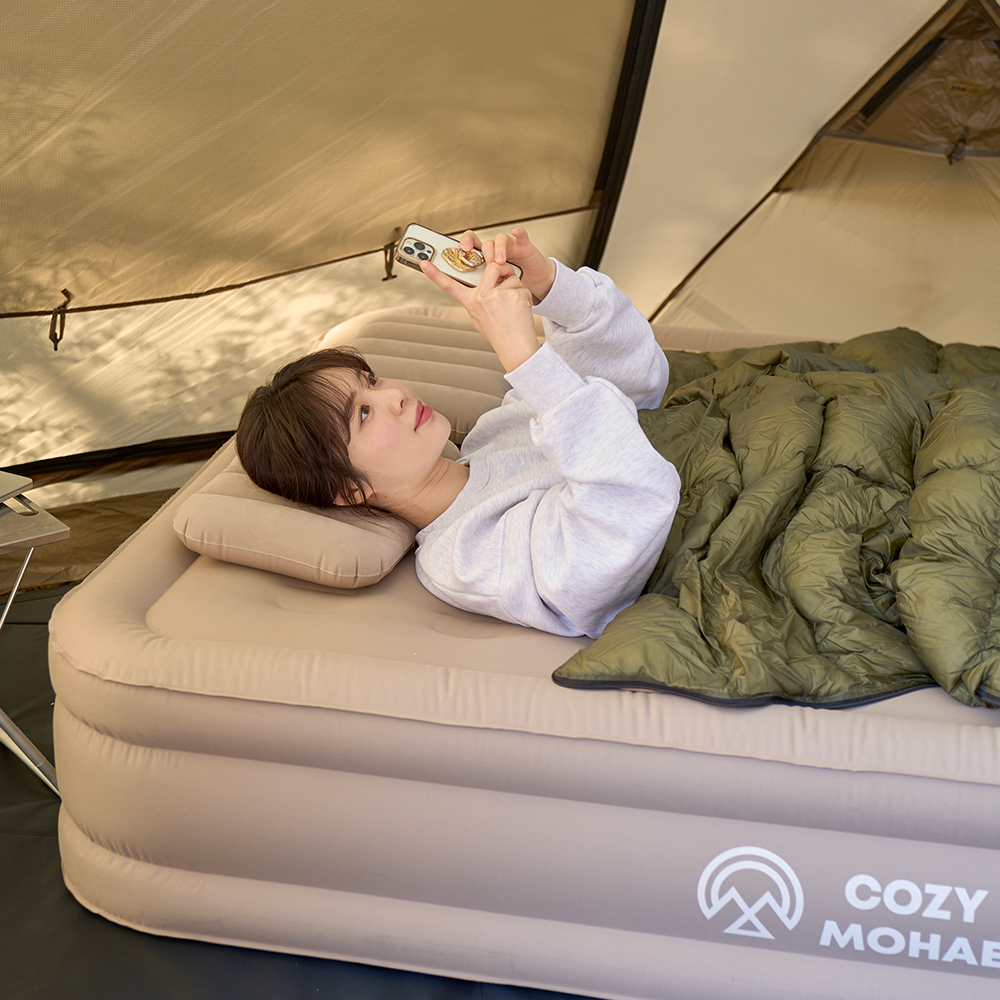 캠핑 에어매트 에어 침대 캠핑 매트 자충 매트 더블 38cm