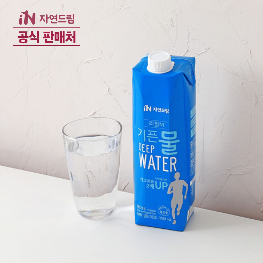 iN<b>자연드림</b> 리필엠 기픈물 종이팩 해양심층수 1000mL 12입