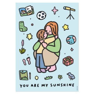 제로퍼제로 A3 포스터 허그라이트블루 가족그림 일러스트 아기방꾸미기