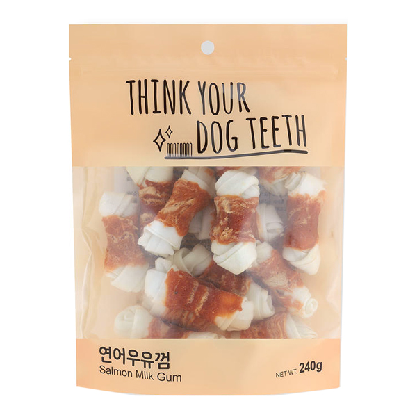 띵독 오래먹는 소가죽 치석제거 스트레스 해소 간식 연어 딩고 우유껌 15p