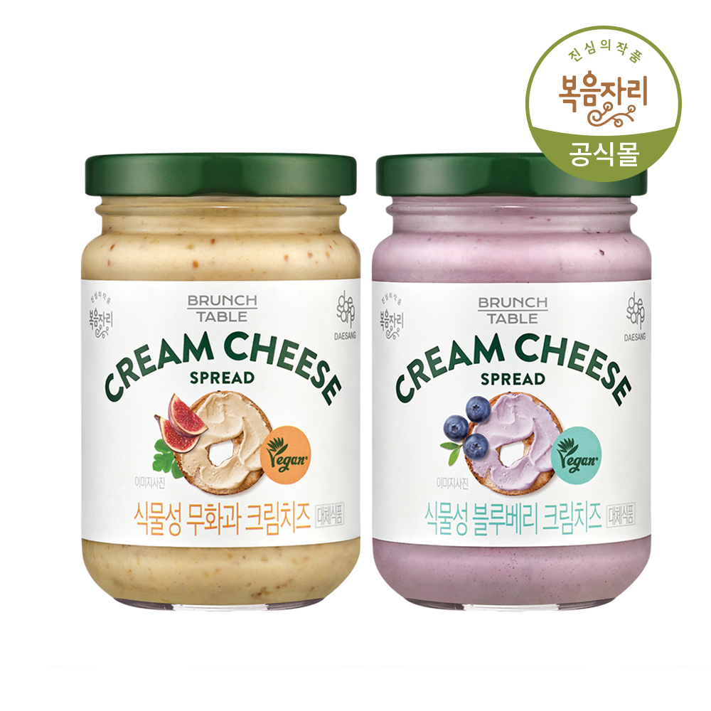 복음자리 식물성 무화과 크림치즈190g 1개+ 식물성 블루베리 크림치즈190g 1개 비건간식 베이글
