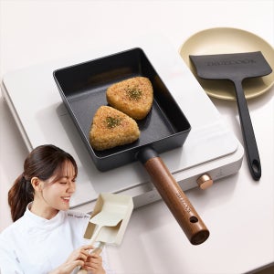 트루쿡 국산 인덕션 계란말이팬 북미산 월넛 사각 후라이팬 뒤집개 세트