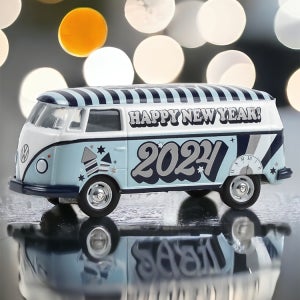 미국 그린라이트 2024 해피 뉴 이어 폭스바겐 패널밴 1:64 다이캐스트 자동차 완구