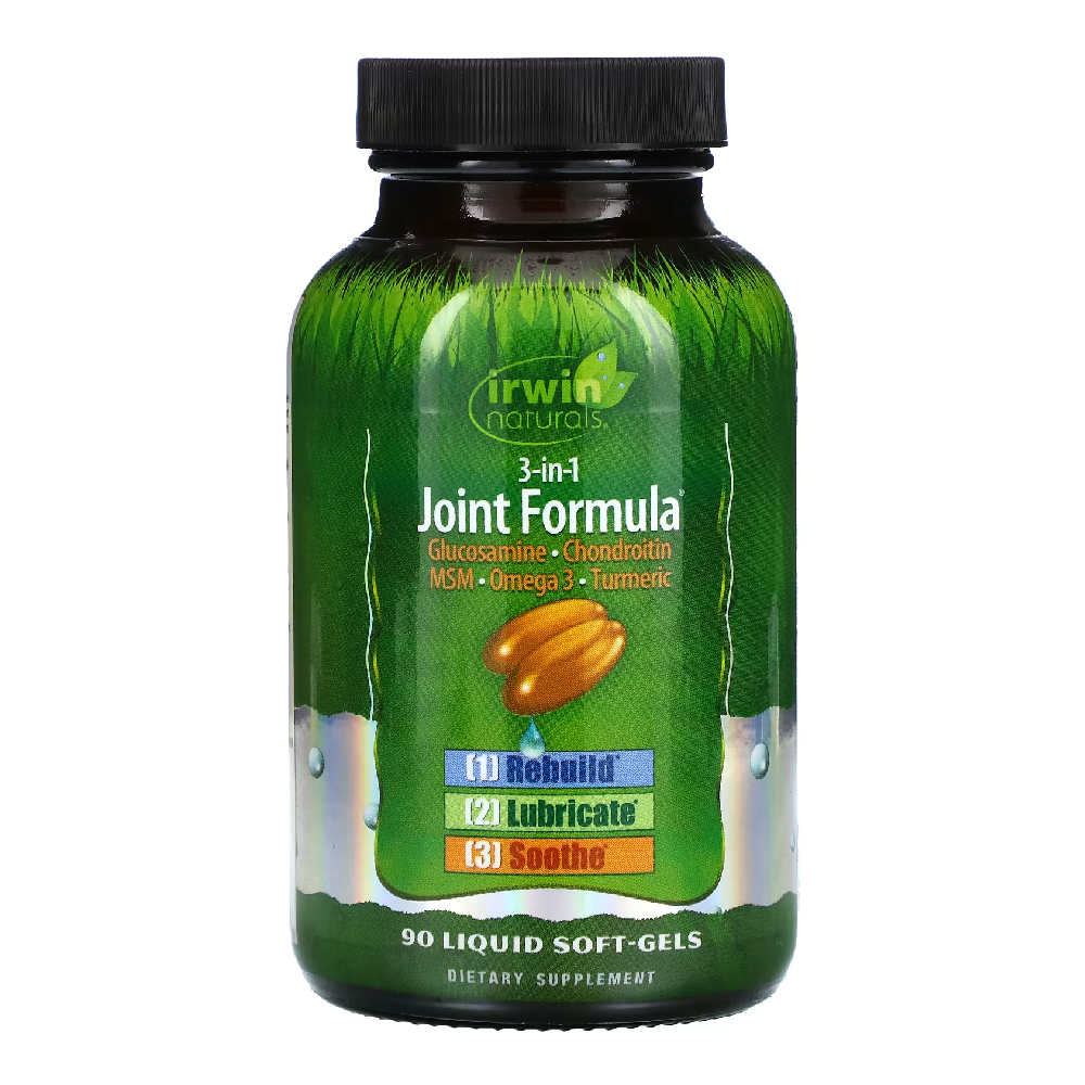<b>어윈내추럴</b>스 Irwin Naturals 3 in 1 조인트 포뮬러 MSM 글루코사민 콘드로이틴 보스웰리아 커큐민 90 액상 소프트젤