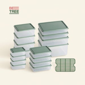 비트리 시즌2 냉동실 냉장고 정리 냉동 용기 반찬통 밀폐용기 세트 17종, 그린, 1세트