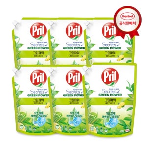 헨켈 주방세제 프릴 그린파워 리필 레몬그라스 1L, 6개