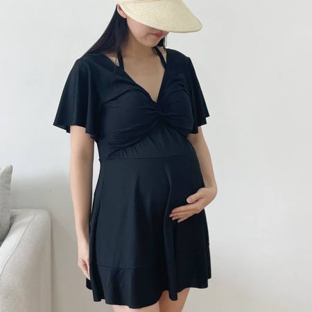 M-2XL 임산부 태교여행 홀터넥 원피스 모노키니 수영복