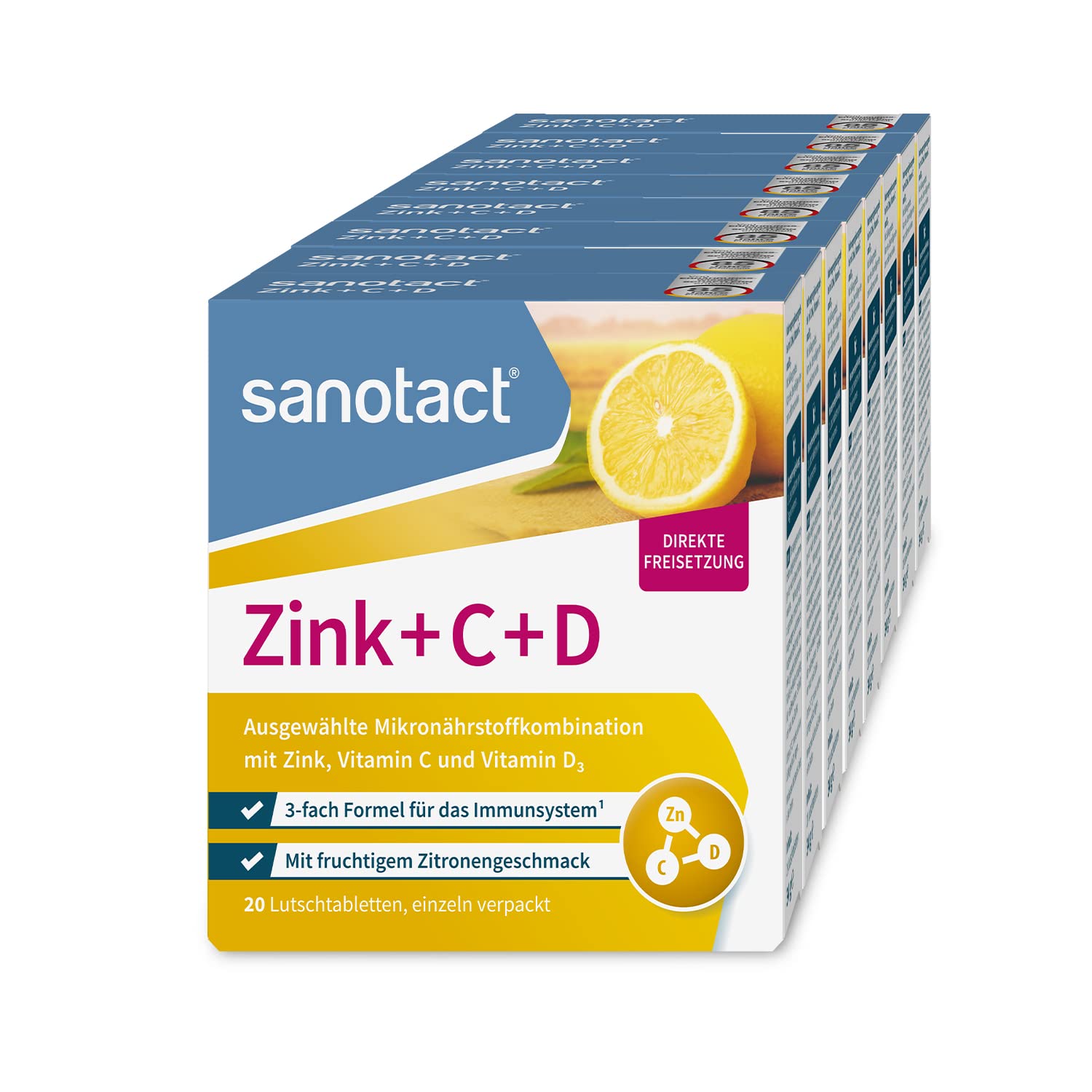 sanotact <b>자노탁트 아연</b>+C+D 레몬맛 20정 8상자