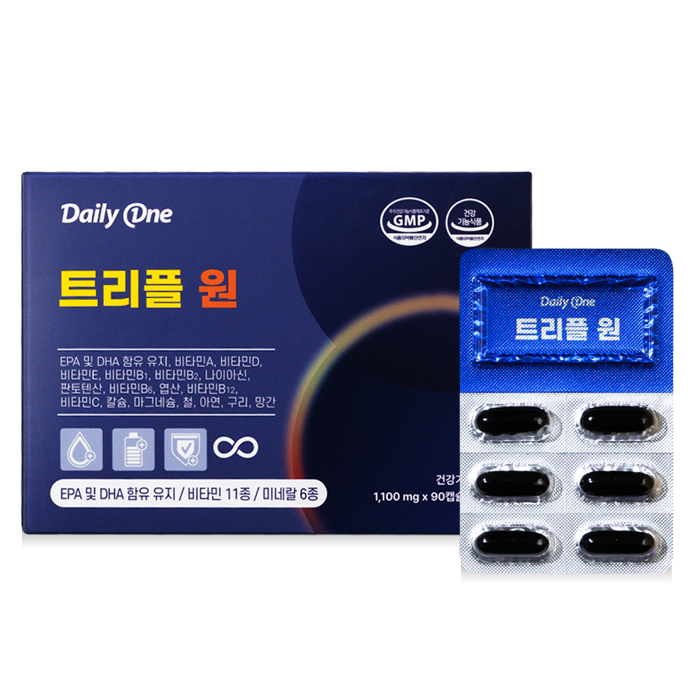 <b>데일리원</b> 트리플원 종합 멀티 비타민 올인원 영양제 1,100mg X 90캡슐