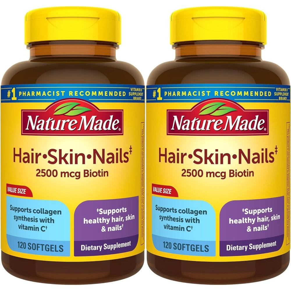 Nature Made 네이처메이드 헤어스킨네일 <b>비오틴 2500mcg 120캡슐</b> 2팩
