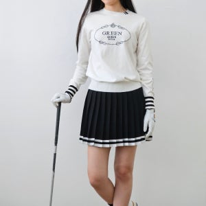 에이미 여성골프니트 라운드 스웨터 마크그린