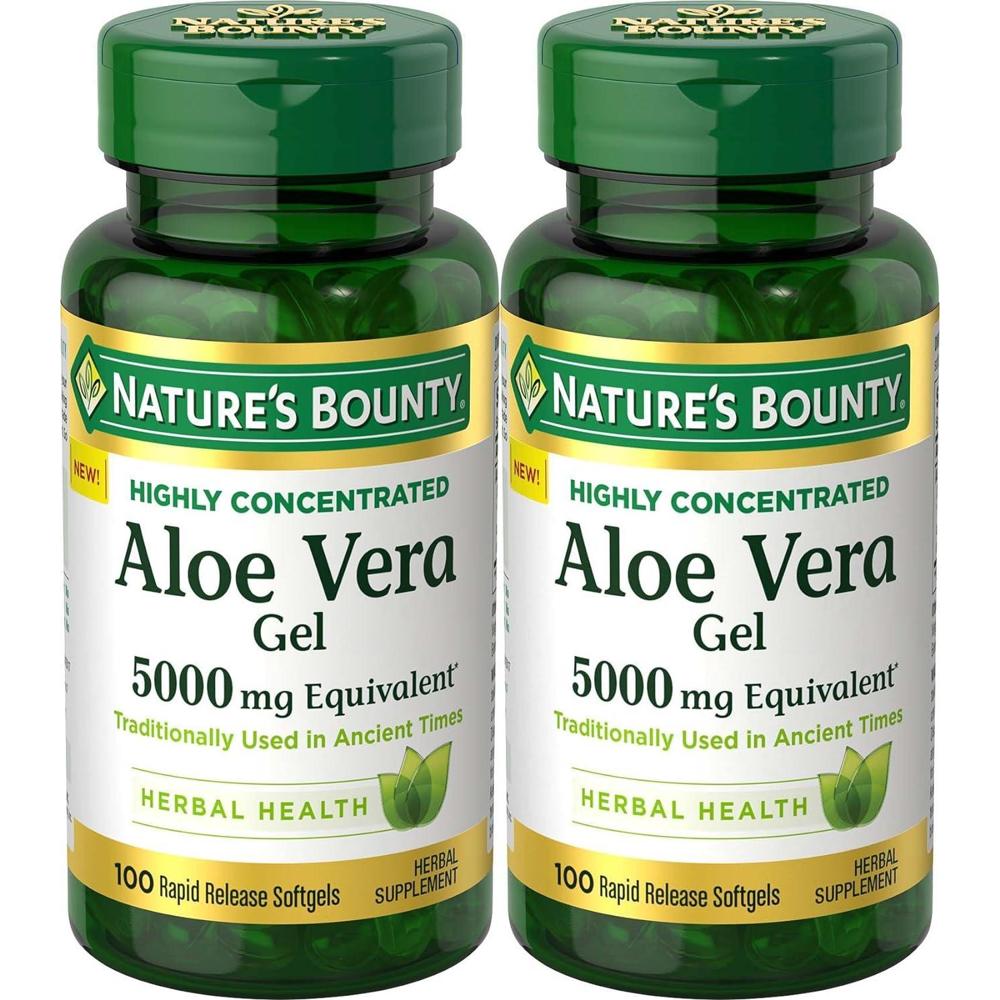 Natures Bounty <b>네이처스바운티 알로에 베라</b> 겔 5000mg 100캡슐 2팩