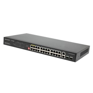 HI POE+ 허브스위치 24포트 2UP 2SFP 370W 기가 스위칭 IP카메라 전원공급