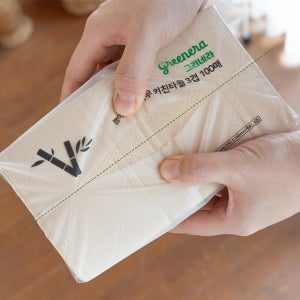 그리네라 프리미엄 환경 보호 무표백 뽑아쓰는 3겹 대나무키친타올 100매 6개입