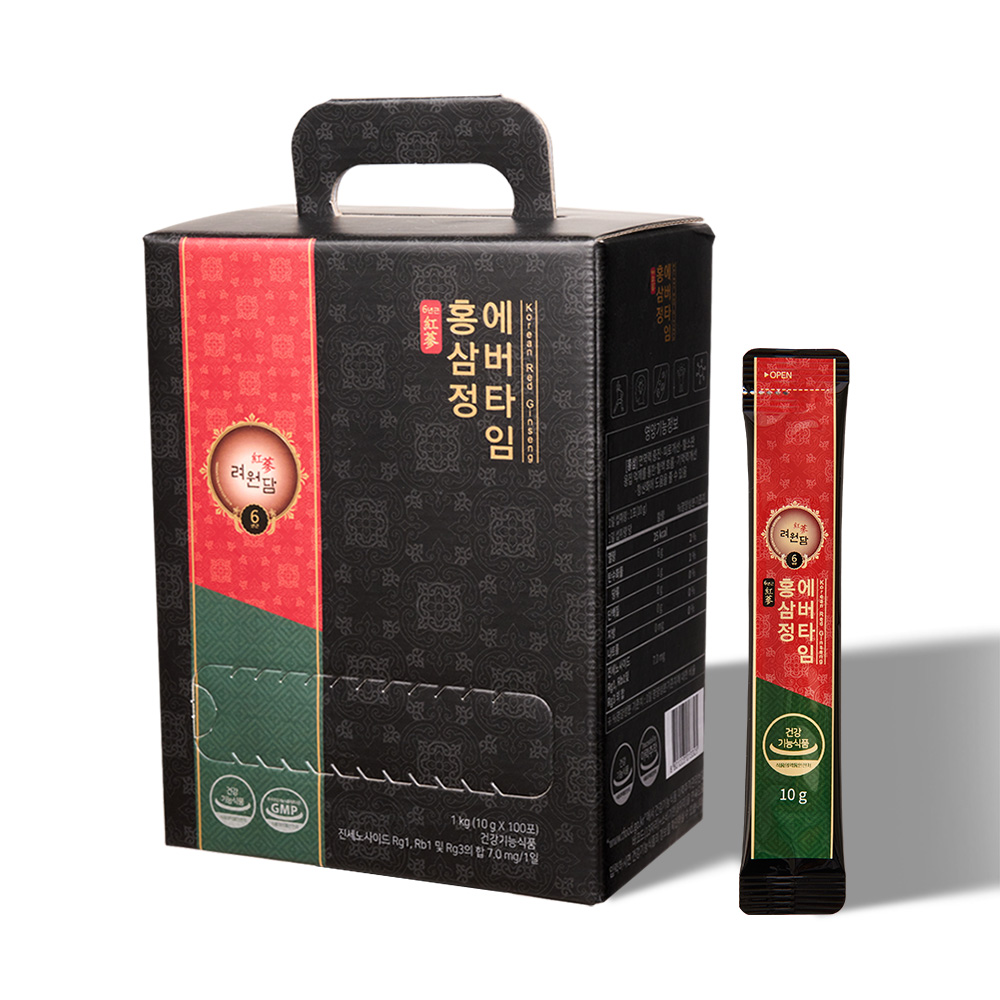 <b>려원담</b> 6년근 홍삼정 에버타임 홍삼 스틱 100포 (총 100일분)